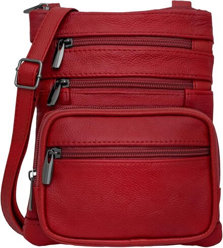Krediz Leather Crossbody purses for Women - travel bag with 4 Zippers, Soft & Durable Purses for Women Trendy in Kuwait