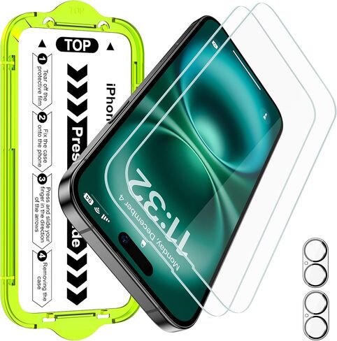 Esanik [2+2 Pack for iPhone 14 بالإضافة إلى غطاء شاشة الشاشة الزجاجية المقسى وغطاء عدسة الكاميرا-صينية 9H من الدرجة العسكرية ، واضحة ، واضحة ، وعلاج ، وعلاج لا تشوبها شائبة in Kuwait