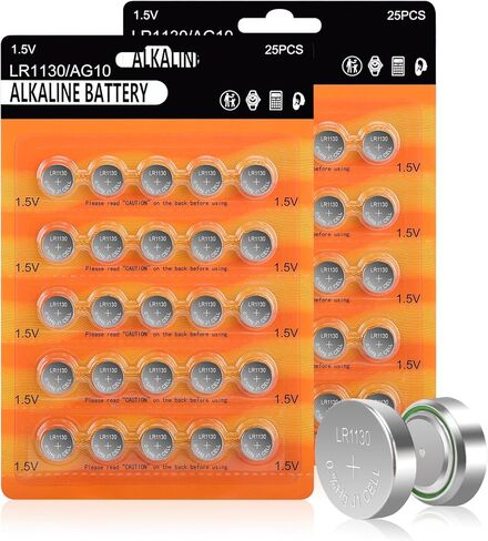 LR1130 AG10 Battery 25 Pack ، SG10 389 189 390 LR54 1.5V بطاريات زر القلوية طويلة الأمد in Kuwait