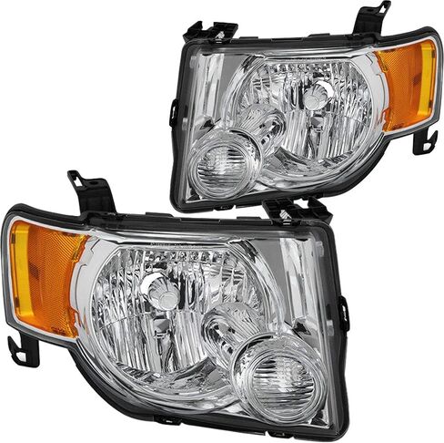 SOCKIR Headlight Assembly Compatible with Ford 1997-2003 F150 / 2004 F150 Heritage / 1997-2002 Expedition / 1997-1999 F250 Light Duty with Corner Lights 4pcs (Black Housing with Clear Reflector) in Kuwait