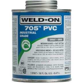 Weld-On 10089 705 Industrial Grade PVC Medium-Bodied High Strength Solvent Cement - Fast-Setting and Low-VOC, Clear, 1 Quart (32 fl oz) in Kuwait