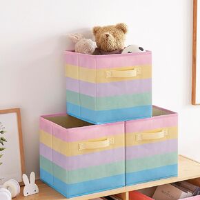 11 Inch Fabric Collapsible Storage Cubes,6 Pack Rainbow Colored Closet Storage Bins with 2 Handles Foldable Cube Baskets for Organizing Clothes, Toys, Books in Saudi Arabia
