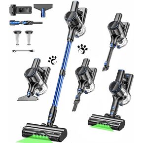 Cordless Vacuum Cleaner, 8-in-1 Vacuum Cleaners for Home, 45Mins Runtime, Anti-Tangle Stick Vacuum with LED Display, Rechargeable Lightweight Vacuum for Pet Hair/Carpet/Floor (Blue) in Saudi Arabia