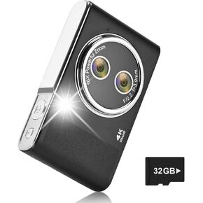 كاميرا رقمية، كاميرا بوينت اند شوت بدقة 48 ميجابكسل فل اتش دي 1080 بيكسل مع تكبير 16x، كاميرا محمولة مدمجة مضادة للاهتزاز للتصوير الفوتوغرافي مع بطاقة 32 جيجابايت، كامارا التركيز التلقائي للأطفال والمبتدئين والمراهقين، أسود in Kuwait