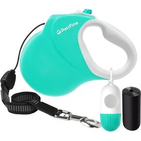 PetiFine Retractable Dog Leash with Dispenser and Poop Bags,30 FT Heavy Duty Dog Walking Leash for Medium/Large Dogs up to 110 lbs, 360° Tangle-Free Long Retract Dog Lead, One-Hand Brake, Black in Kuwait