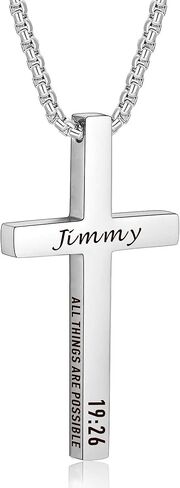 قلادة متقاطعة مخصصة للرجال والنساء من EDSG، قلادات متقاطعة محفورة حسب الطلب، قلادة آية الكتاب المقدس، هدايا عيد الحب للرجال والنساء in Kuwait