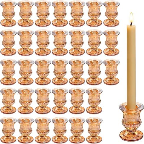 48 Pcs Clear Glass Taper Candle Holders Bulk, 2.5 Inch Small Candlestick Stands, Elegant Table Centerpieces for Wedding, Christmas, Valentine’s Day, Party, Home and Dining Room Decorations (Clear) in Saudi Arabia
