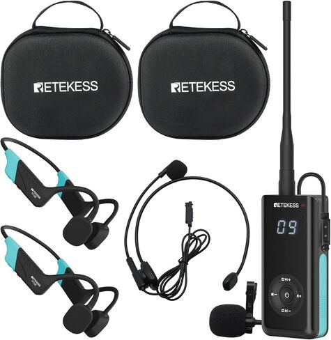 RETEKESS TT120 COMMATION COMMIATOR ، IP68 سماعات السباحة المقاومة للماء ، توصيل العظام ، 120 متر ، وحدة الاتصال اللاسلكية تحت الماء لتدريب السباحة (1 جهاز الإرسال 5 مستقبلات) in Kuwait
