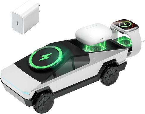 CyberDock 3-in-1 محطة شحن لاسلكية لـ iPhone مع تصميم طراز السيارة 1:25 ، شاحن Mag-Safe المعتمد لـ QI لـ iPhone iwatch airpod ، شاحن دوار مع الضوء المحيط ، محول 20W ، شريحة in Kuwait