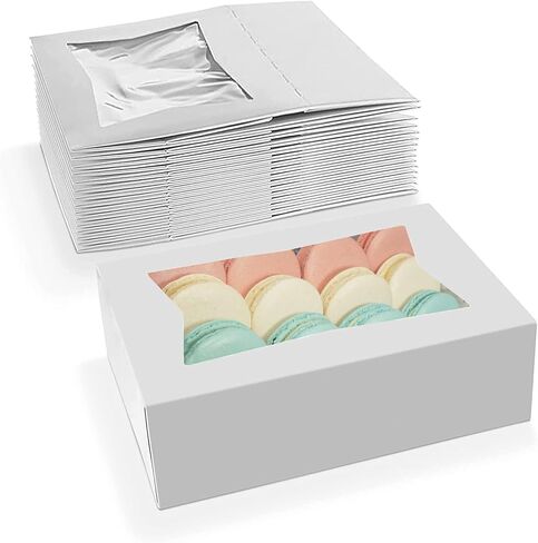 MT Products Cupcake Boxes 8 "x 5.75" × 2.5 " - مربعات مخبز منبثقة تلقائية مع نافذة (حزمة 25) - مصنوعة في الولايات المتحدة الأمريكية in Saudi Arabia