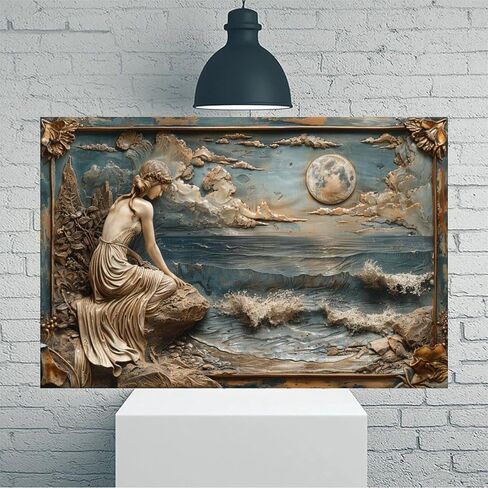 Sea Turtle on Old Boat Vintage Rustic Canvas Wall Art - 12x18in Unframed Poster- Home & Office Decor for Living Room, Bedroom, Kitchen & Cafe in Saudi Arabia