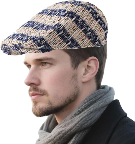 Men's Newsboy Caps Newsies Flat Hats for Men Adjustable Irish Cabbie Gatsby Hats Ivy Cap for Driving Golf Hunting（Blue） in Saudi Arabia
