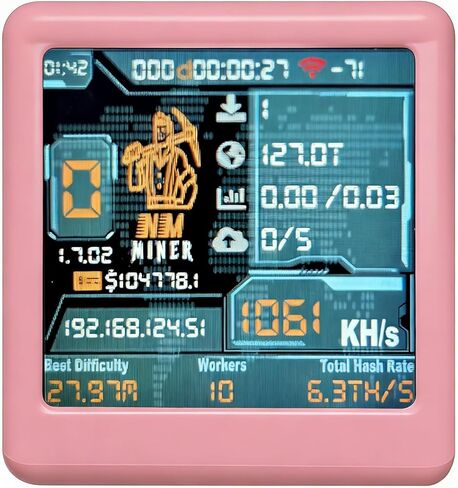 Heltec NM -TV 154 - ESP32 TFT Bitcoin Solo Lottery Miner 1.54 بوصة هدية ذكية سطح المكتب الصغيرة على مدار الساعة 1060 كيلو شيرت/ثانية ، و 2000 ٪ دفعة فوز ، واي فاي/بلي ، لا يوجد أي جهاز كمبيوتر مطلوب in Kuwait