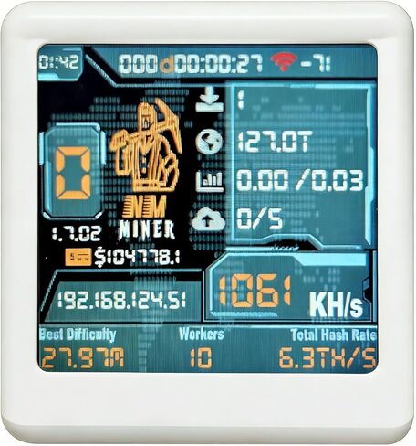 Heltec NM -TV 154 - ESP32 TFT Bitcoin Solo Lottery Miner 1.54 بوصة هدية ذكية سطح المكتب الصغيرة على مدار الساعة 1060 كيلو شيرت/ثانية ، و 2000 ٪ دفعة فوز ، واي فاي/بلي ، لا يوجد أي جهاز كمبيوتر مطلوب in Kuwait