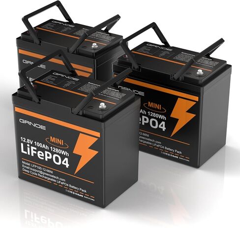 2 Pack 12V 100Ah LiFePO4 Lithium Batteries for RV, Solar, Trolling Motor | Mini Size, 100A BMS, 4000+ Cycles, 2560Wh Total in Saudi Arabia