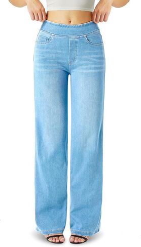 Wide Leg Jeans Woman，High Waisted Straight Leg Jeans Baggy Loose Boyfried Denim Pants Dark Blue in Saudi Arabia