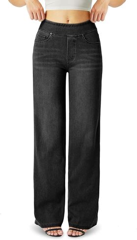 Wide Leg Jeans Woman，High Waisted Straight Leg Jeans Baggy Loose Boyfried Denim Pants Dark Blue in Saudi Arabia