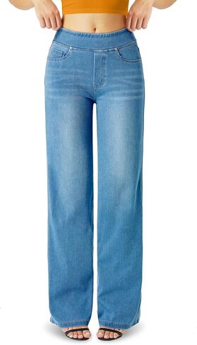 Wide Leg Jeans Woman，High Waisted Straight Leg Jeans Baggy Loose Boyfried Denim Pants Dark Blue in Saudi Arabia