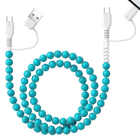HianDier USB C Cable[MFI Certified] Multi 4 in 1 for iPhone Fast Charging Cable 3.3FT Durable Turquoise Beads USB A Type C iOS Charger Cord for iPhone 17 16 15 14 13 Pro Max iPad Galaxy S25-Purple in Saudi Arabia