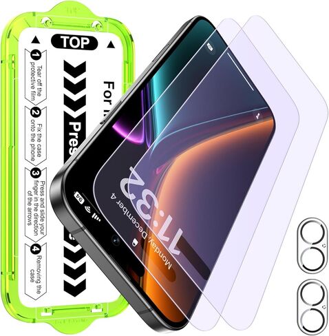 Esanik [2+2 Pack متوافق مع iPhone 17 Pro Max Matte Matte Light Glass Screen Protector-Anti-Glare ، Anti-Fingerprint ، Anti-Replection ، 9H صلابة ، لمسة سلسة ، صينية محاذاة سهلة in Kuwait