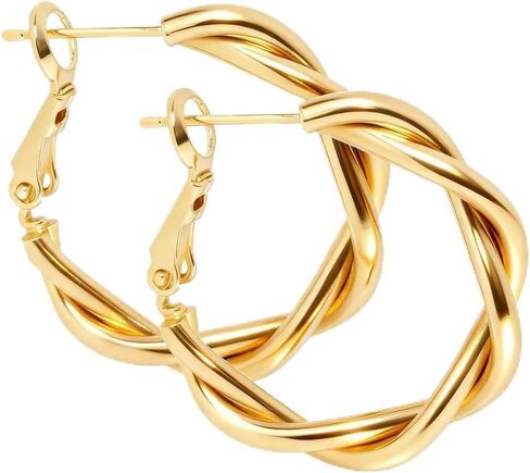 ToHeart Gold Hoop Earrings for Women Twist Hoop Earrings Gold Plated in Saudi Arabia