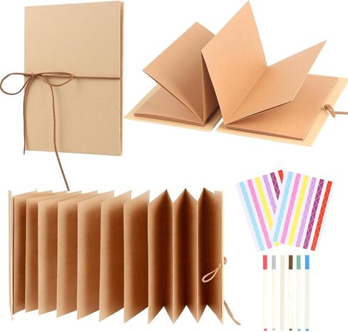 Stretchable Photo Album Folding Scrapbook Album 6x8.3 inches Small Blank Photo Book Set DIY Scrapbook Kraft Paper Students Memory Book for Wedding Anniversary Birthday Party Supplies (Brown) in Saudi Arabia