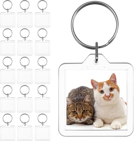 10Pcs Acrylic Photo Keychain Blanks,Clear Blank Keychains Picture Frame Keychain Holder DIY Set for Bags Car Purses Handbag in Kuwait