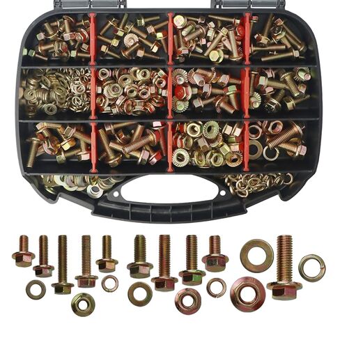 918pcs الصف 8.8 مجموعة متراوح متراجة مجموعة M6 M8 M10 M12 - مجموعة ضباط الجوز والبراغي (16-50 مم) ، مطلي بالزنك الصفراء ، مقاومة للتآكل ، مجموعة التثبيت والتجمع المتري ، الجوز - 18 أحجام in Kuwait