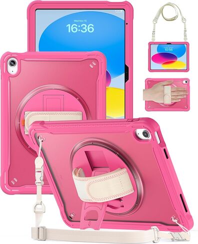 حالة لجيل iPad Air 5th/4th 10.9 بوصة (2022/2020) ، iPad Pro 11 Inch (4th/3rd/2nd/1st gen) غطاء واضح مع حامل قلم رصاص ، 360 درجة حزام/حزام يدوي/كتف in Kuwait