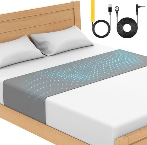 Grounding Sheet for Bed 90% Organic Cotton+10% Pure Silver Fiber, Grounding Fitted Sheets for All Mattress Sizes, with Static grounding Cord and Test Pen (Gray, 105.1 * 23.1inch) in Kuwait