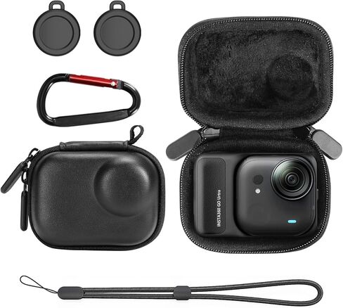 حقيبة حمل لملحقات Insta360 Go Ultra، حقيبة سفر Insta 360 Go-Ultra المحمولة والمدمجة، حافظة جلدية صلبة مع جزء داخلي ناعم للحماية والتنظيم والتخزين، أسود in Kuwait