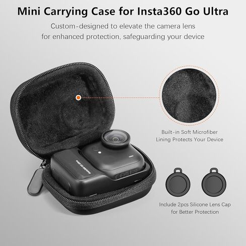 حقيبة حمل لملحقات Insta360 Go Ultra، حقيبة سفر Insta 360 Go-Ultra المحمولة والمدمجة، حافظة جلدية صلبة مع جزء داخلي ناعم للحماية والتنظيم والتخزين، أسود in Kuwait
