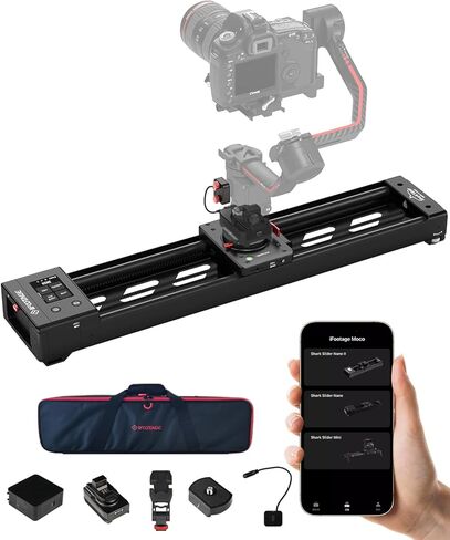 IFOOTAGE Mini Motorized Camera Shark Slider Nano N1-B إصدار الحزمة، مسار دوللي من سبائك الألومنيوم، حاجز تثبيت الفيديو، فاصل زمني، إيقاف الحركة وحركة الكاميرا الداخلية أو الخارجية in Saudi Arabia