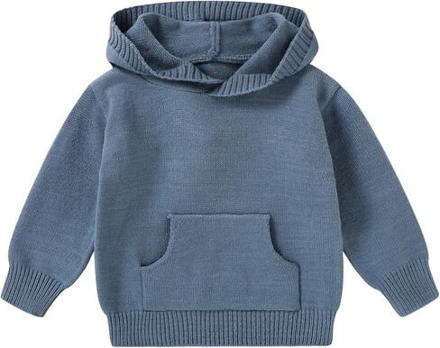 YOUNGER STAR Toddler Baby Girl Boy Knit Sweater Hooded Long Sleeve Sweatshirt Tops Fall Winter Clothes with Pocket in Kuwait