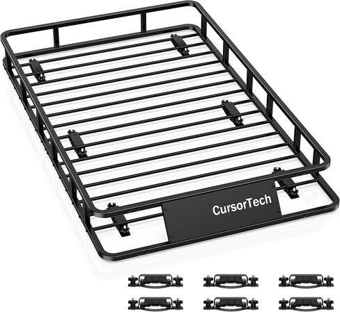 Roof Rack Basket 300LB Universal 64"x 39" Heavy Duty Metal Steel Rooftop Cargo Carrier with 6 U-Bolts Luggage Holder Storage Accessories for SUV, Truck, Pickup, Off-Road, Sedan in Saudi Arabia