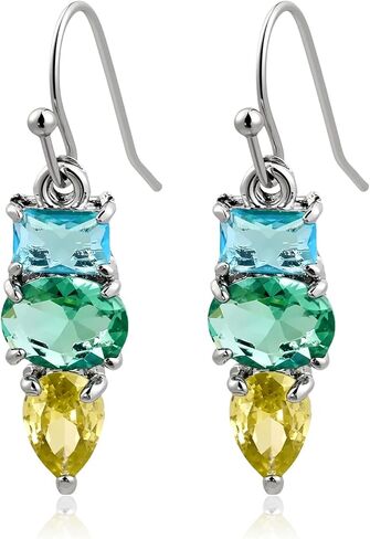 Colorful Cubic Zirconia Dangle Earrings for Women Multicolor Crystal Earrings Rainbow Cz Dangling for Birthstone Jewelry in Saudi Arabia