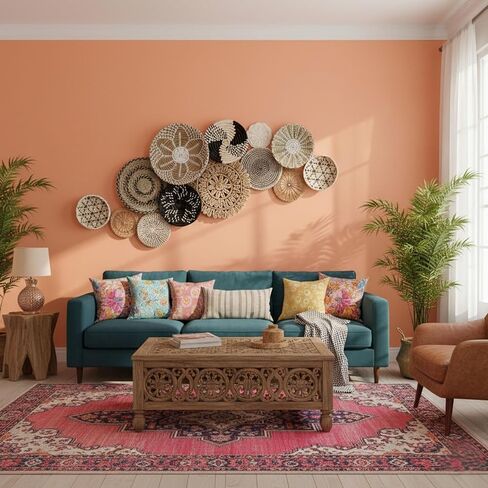 Boho Wall Basket Decor - 13pc Boho Basket Wall Decor Set - 100% Natural Seagrass Wall Decor & Wicker Wall Decor Set - Handmade Boho Wall Baskets & Woven Wall Decor Set from Vietnam in Kuwait