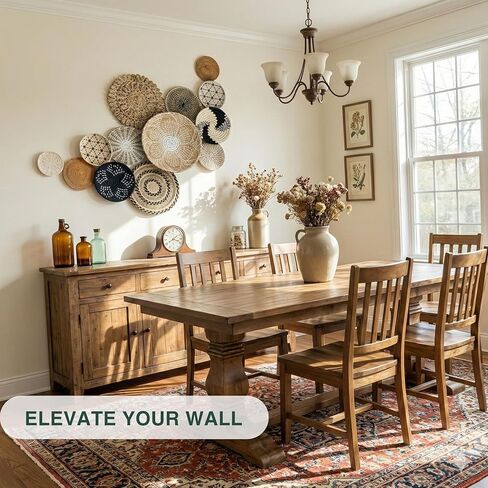 Boho Wall Basket Decor - 13pc Boho Basket Wall Decor Set - 100% Natural Seagrass Wall Decor & Wicker Wall Decor Set - Handmade Boho Wall Baskets & Woven Wall Decor Set from Vietnam in Kuwait