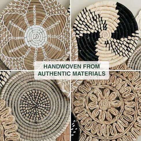 Boho Wall Basket Decor - 13pc Boho Basket Wall Decor Set - 100% Natural Seagrass Wall Decor & Wicker Wall Decor Set - Handmade Boho Wall Baskets & Woven Wall Decor Set from Vietnam in Kuwait