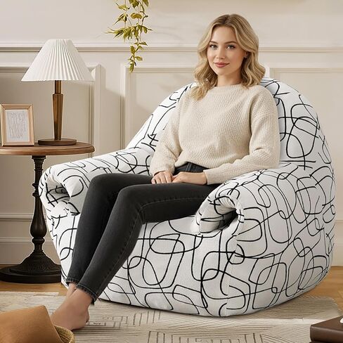 Peace nest Bean Bag Chair with Memory Foam Filled Ultra Soft Corduroy Cover for Adults Comfy Fur Bean Bag Chairs with Armrests for Bedroom Living Room Office Dorm Reading Grey in Saudi Arabia