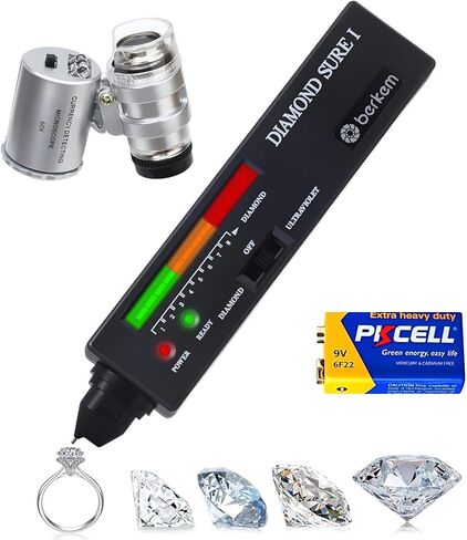 قلم اختبار الماس المحترف في Valkynos مع 365nm Light & Thermal Sensor - الكشف السريع 0.5s ، مدقق جوهرة محمولة للمبتدئين والبطارية المشمولة in Kuwait