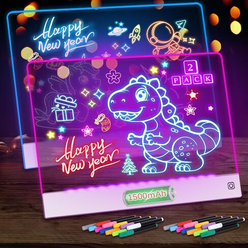 لوحة الملاحظات LED مع 7 ألوان ، إضاءة قابلة لإضاءة لوحة محو أكريليك جاف ، لوحة الرسم LED LUMI مع الحامل غير المرئي Glow Doodle Board Home and Halloween For Kids (13.8 "x10.3") in Kuwait