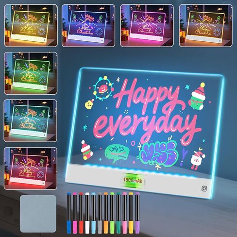 لوحة الملاحظات LED مع 7 ألوان ، إضاءة قابلة لإضاءة لوحة محو أكريليك جاف ، لوحة الرسم LED LUMI مع الحامل غير المرئي Glow Doodle Board Home and Halloween For Kids (13.8 "x10.3") in Saudi Arabia