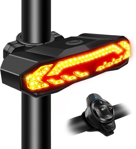 NineLeaf Smart Bike Alarm Taillight with Turn Signals and Automatic Brake Light, Waterproof Bicycle Horn with Remote Control, USB Rechargeable Rear Bike Tail Light Ultra Bright for Night Riding in Saudi Arabia