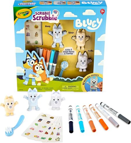 Crayola Scribble Scrubbies Bluey Poolside Playset (4ct), Colorable Bluey Toys for Kids, Washable Coloring Gift for Toddlers, Ages 3+ in Saudi Arabia