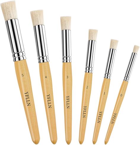 Wooden Stencil Brushes Natural Stencil Bristle Dome Art Painting Brushes Wood Paint Template Brush for Painting On Stencil Projects, Card Making, DIY, Crafts and Acrylic Oil Watercolor Painting Black in Kuwait