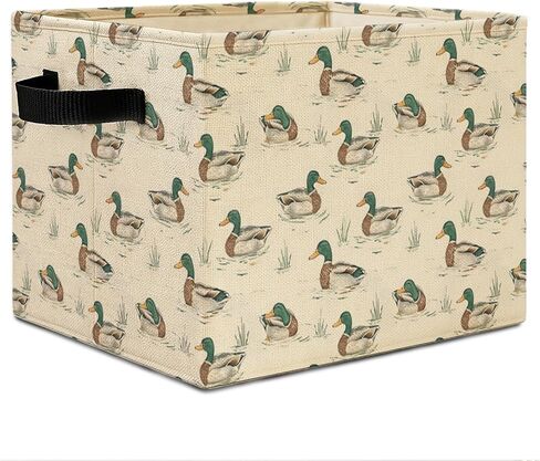 Mallard Duck Nursery Storage Bins, Farmhouse Wild Green Head Ducks Hunting Collapsible Storage Basket Organizer for Kids Bedroom Bathroom Clothes Toys Books,Toybox for Girls in Kuwait