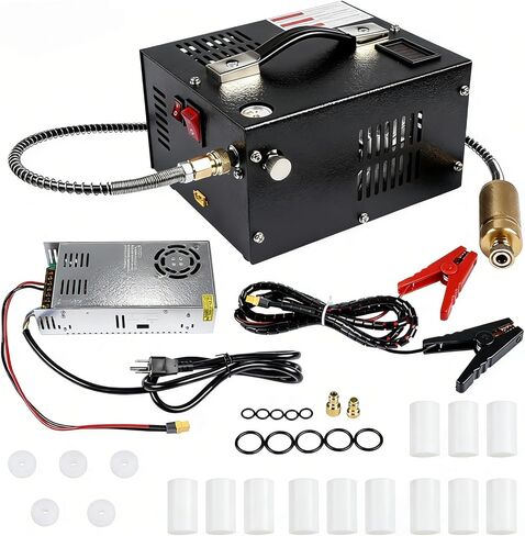 4500PSI Portable PCP Air Compressor, 12V DC/110V AC, Fast Inflation for Paintball, Air Rifle, Scuba Tank, Built-in Fan, Oil Free, Easy to Carry, Orange Mixizap in Saudi Arabia