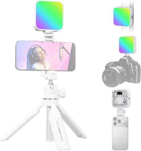 P6 ضوء فيديو RGB مغناطيسي محمول صغير LED ملء الإضاءة لكاميرا الهاتف صور فيديو سيلفي تسجيل الدخول تأثيرات FX أوضاع CRI 95+ TLCI 97+ 2500k-9000K 2000mAh Type-C أساسيات إنشاء المحتوى in Kuwait