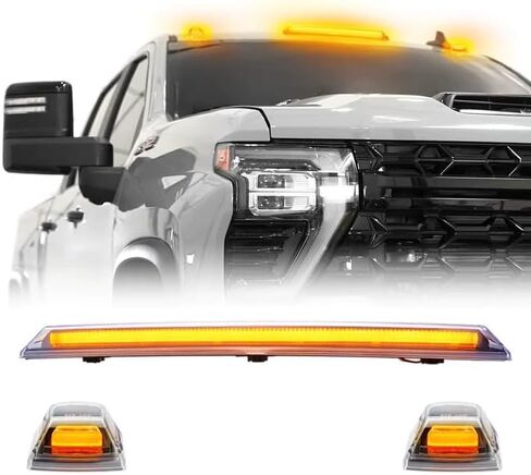 مصابيح NJSBYL Amber LED لسقف الكابينة لعام 2020-2024 Chevy Silverado 2500 HD 3500 HD، GMC Sierra 2500 HD 3500 HD أضواء تشغيل سقف الكابينة في المنتصف، أضواء التخليص في المصنع، استبدال ضوء الكابينة in Saudi Arabia